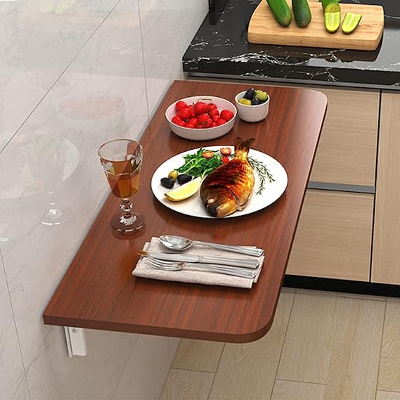 Wall Mounted Floating Folding Table, Drop Leaf Dining Table Small Wooden Desk for Office Home Kitchen,Space Saving Fold Down Floating Desk for Dining, Room, Study, Kitchen, Dinner, Laundry, Bar etc (