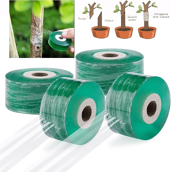 4PCS Transparent Grafting Tape Plant Repair Tape Clear Grafting Tape And Wax, Biodegradable Self-adhesive Parafilm Grafting Tape Stretchable for Garden Tree Flowers