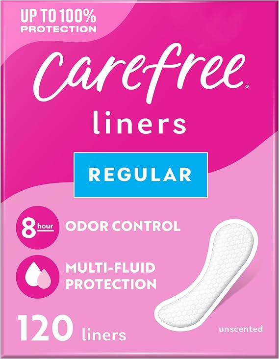 Carefree Panty Liners for Women, Regular, Unscented, 120 ct