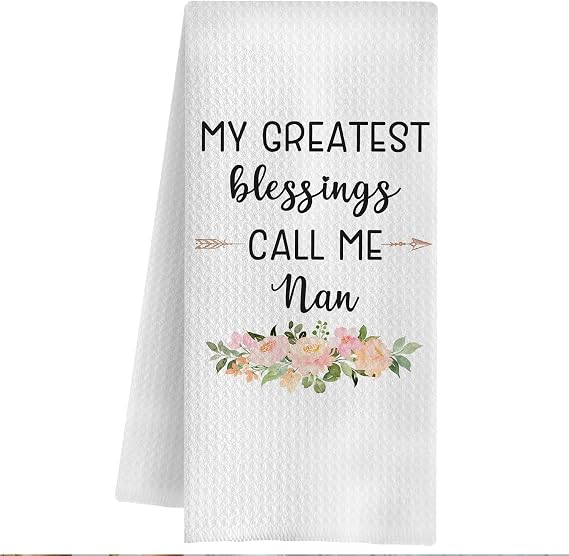 Nan Grandma Kitchen Towels, Grandma Gifts from Grandkids Dish Tea Towels, Nan Grandmother Gifts for Birthday Christmas Decorative Hand Towel for Kitchen Bathroom, 16x24 Inch
