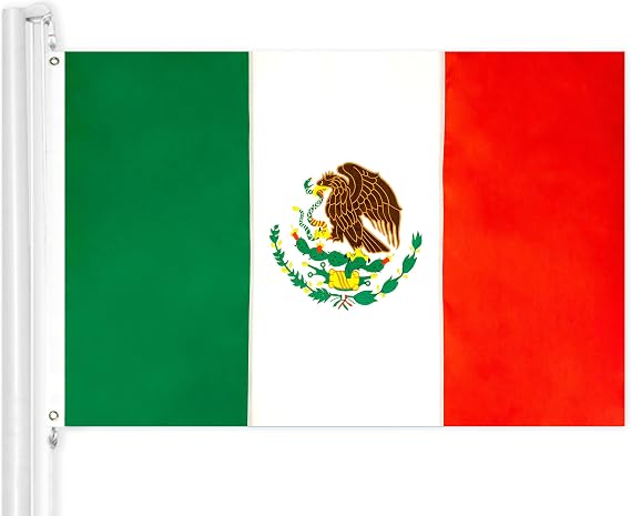 G128 Mexico Mexican Flag | 3x5 Ft | Double ToughWeave Series Double Sided Embroidered 210D Polyester | Country Flag, Embroidered Design, Indoor/Outdoor, Brass Grommets, Heavy Duty, 2-ply