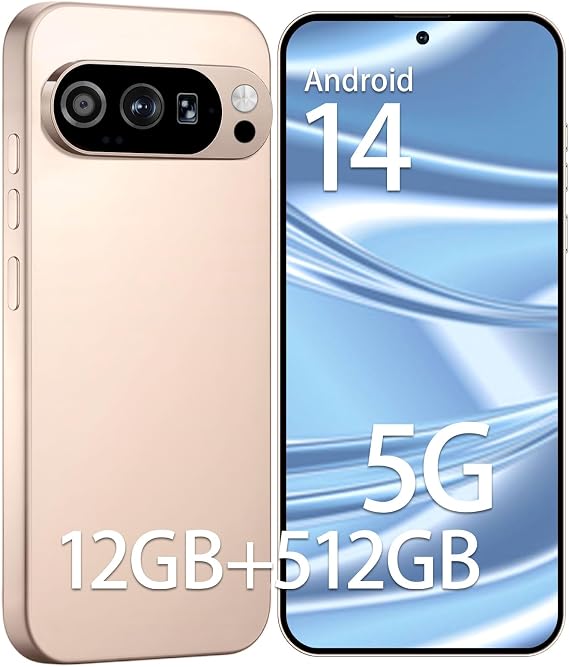 PN9 Pro Unlocked Cell Phone, 12GB+512GB Android 14 Unlocked Android Phone, Expandable to 1TB, 5000mAh Battery, 48+108MP Camera, 6.8" + OLED Display, Dual SIM/GPS/WiFi