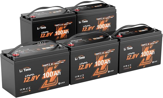 Litime 12V 100Ah LiFePO4 Marine Battery for Electric Outboard Motors(5Pack) | Group 31, Bluetooth, 100A BMS, Max 15000 Cycles, Low Temp Protection, IP65 Waterproof, Max 5P5S, 1280Wh, for Trolling Motors