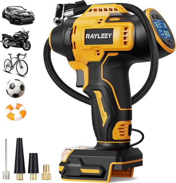 160PSI Tire Inflator Cordless for Dewalt 20V Max Battery, Tool Only | Portable Air Inflator with Pressure Gauge, Auto-Shut Off, Fast Inflation, LED Light, Tire Pump for Car Motorcycle Bike Ball