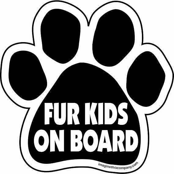 Imagine This Fur Kids on Board Paw Car Magnet, 5-1/2-Inch by 5-1/2-Inch