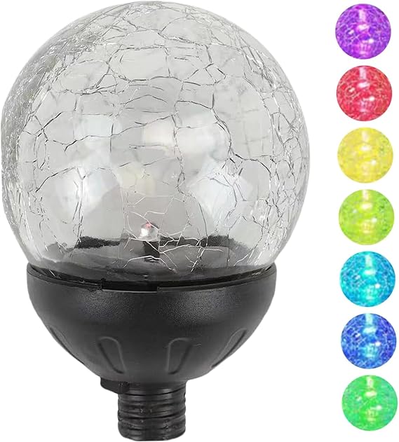 2PCS Replacement Solar Light Parts, 7 Colors LED Garden Wind Spinners Bulb with Switch Waterproof Solar Light Replacement Top