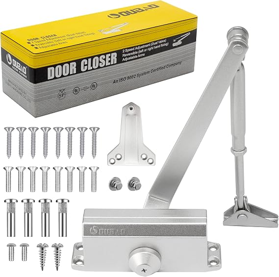 Door Closer - Adjustable Automatic and noiseless Door Closer, Suitable for Residential and Commercial Doors - Easy to Install, Screw Fittings, Instructions and Video provided.