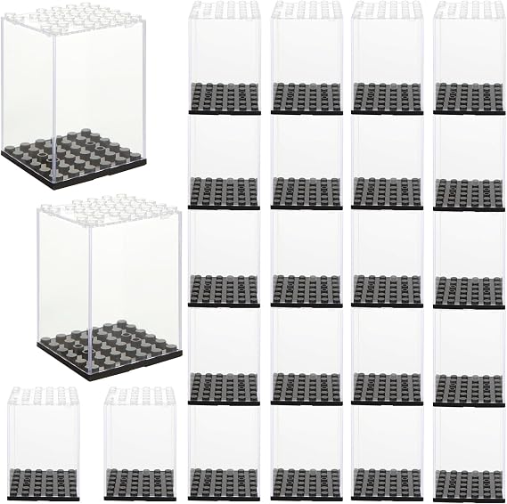 24 Pcs Minifigure Display Case, Acrylic Small Action Figure Toys Storage Case, 2.71.91.9 Stackable Building Block Display Case for Minifigure, Action Figures