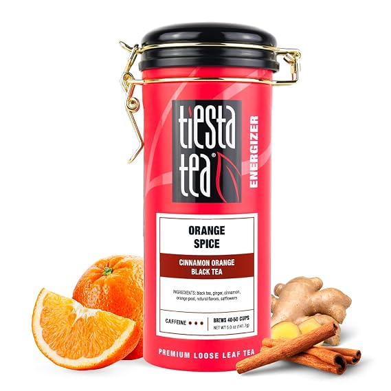 Tiesta Tea - Orange Spice Tea, Loose Leaf, Cinnamon Orange Black Tea | Premium High Caffeine Tea Blend, Make Hot or Iced & Up to 50 Cups, 5 oz Refillable Tin