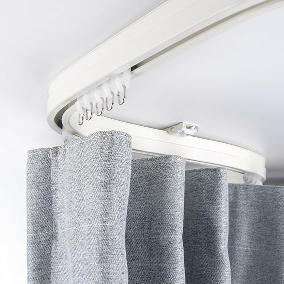 Flexible Curtain Track Ceiling Mount, Bendable Curtain Track,Single/Double Ceiling Curtains,Room Divider Ceilings Track,Silent Curtains Tracks,White(Single-Track,4.3ft/1.3m)
