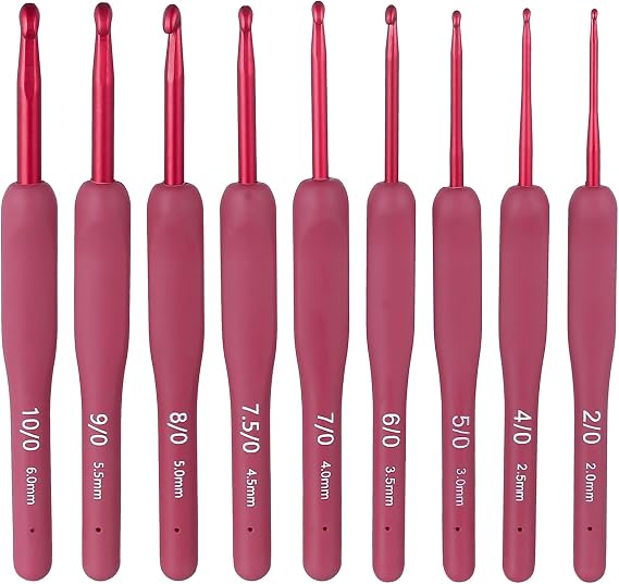 Crochet Hooks Sets for Beginners, 9 PcsCrochet Kits for Beginners Adults Knitting Needles, Aluminum Knitting & Crochet Needles Set with Ergonomic Soft Grips, as Craft Gifts, 2.0mm - 6.0mm