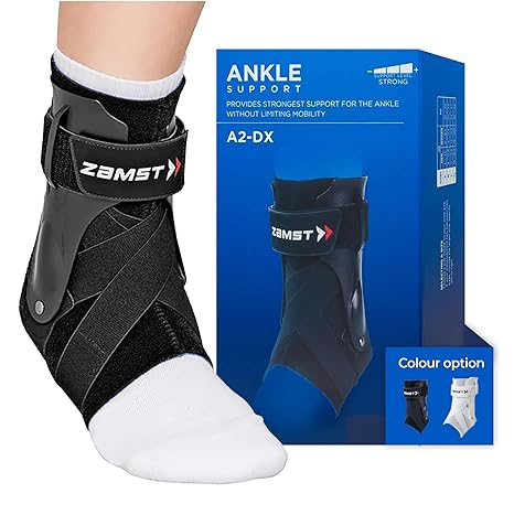 Zamst A2-DX Black Ankle Brace for Sports - Breathable Sports Ankle Support for Men and Women with Guard Stabilizers for High-Grade Ankle Sprain - Right, XLarge