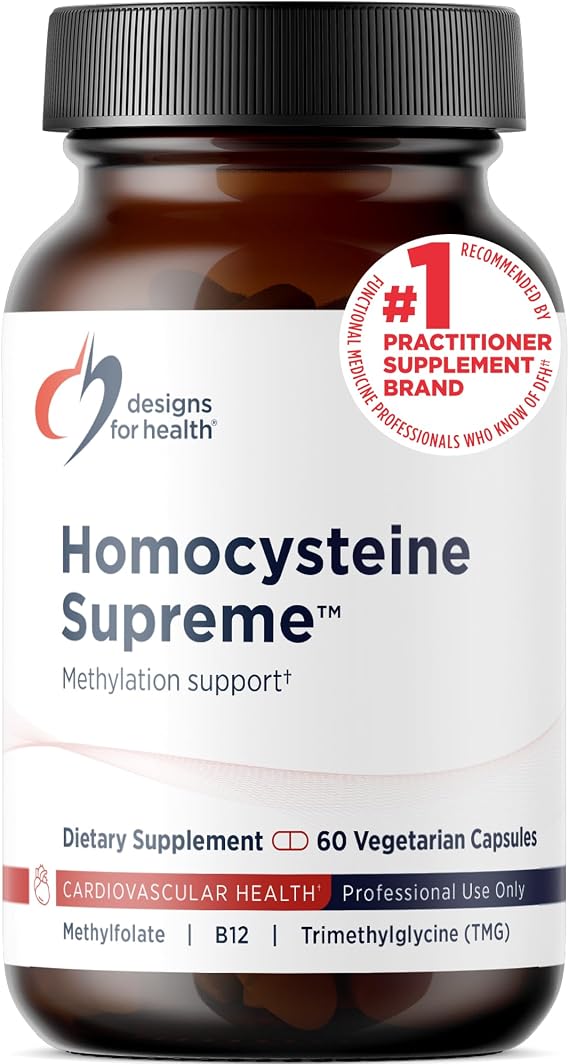 Designs for Health Homocysteine Supreme - Methylated B Vitamins with Riboflavin, B6, B12, Folate, L-Serine & TMG for Brain Support & Heart Health - Methylated Multivitamin (60 Capsules)