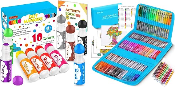 Soucolor Dot Markers & Glitter Gel Pens for Easter Gifts, Birthday, Children's Day, Christmas Gifts and Party Favors