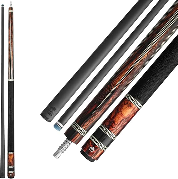 RHINO Retro Pool Cue - Cocobolo - Lizard Embossed Microfiber Leather Wrap & Point - 3/8-8 Joint - 12.5mm Tip Diameter