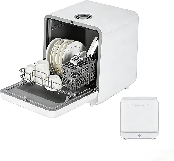 Countertop Dishwasher, Portable Mini Compact Dishwasher with Faucet & Manual 5L Water Tank and 6 Wash Programs, Perfect for Small Spaces Like Apartment, Dorm, Boat, Camper/RV