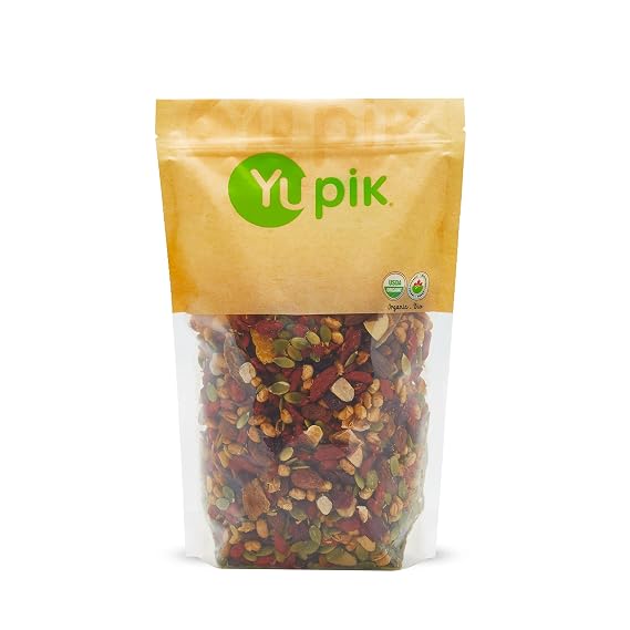 Yupik Organic Kathmandu Mix, 1 lb (16 oz), USDA Certified Organic, Gluten-Free, Vegan, Non-GMO, Colorful Mix of Dried Fruits, Seeds, Beans, and Nuts with Goji Berries, Mango, Brazil Nuts, Pumpkin Seeds, and Tamari Almonds