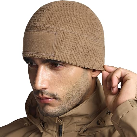 CQR Men's Fleece Tactical Beanie, Lightweight Army Military Skull Cap, Soft Warm Winter Hat with Small Pocket