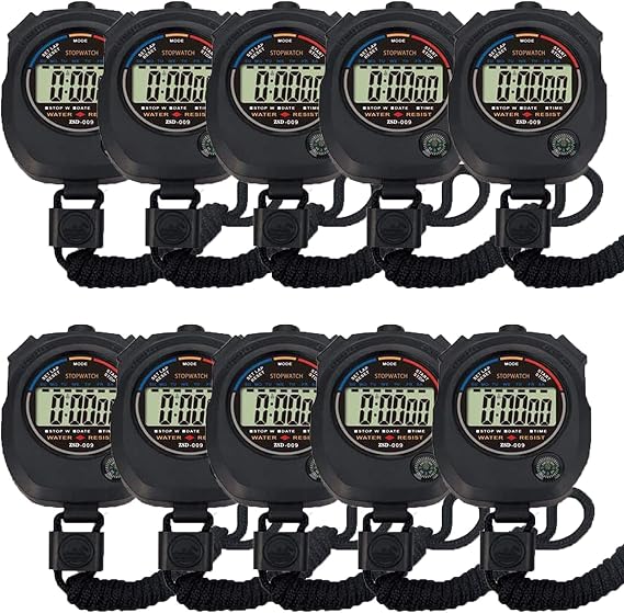 Pgzsy Multi-Function Electronic Digital Sport Stopwatch Timer, Large Display with Date Time and Alarm Function,Suitable for Sports Coaches Fitness Coaches and Referees (10pack)