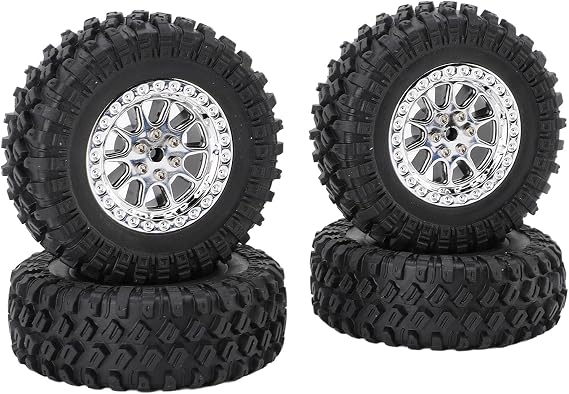 RC Tires, RC Cars Rubber High Grip Wheel Tires Upgrade for MN82 LC7, Remote Control Truck Accessories (Silver)