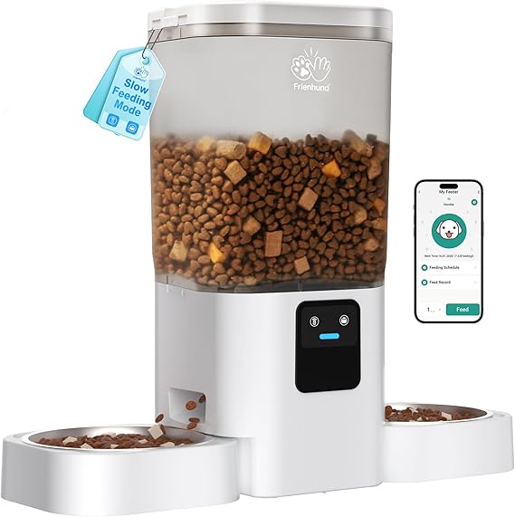 Automatic Cat Feeder for 2 Cats with Slow Feeding: 5G WiFi, Automatic Dog Feeder with Alexa for Multiple Pets, Removable for Easy Cleaning - 29 Cups (7L