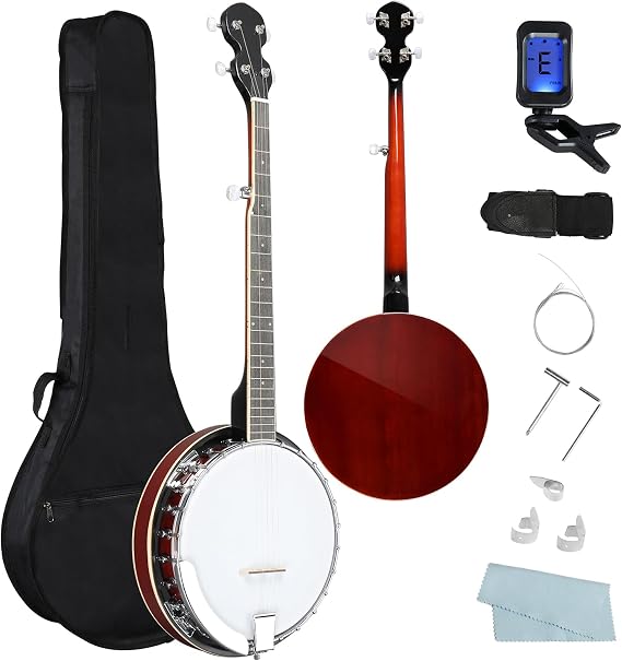 5 String Full Size Banjo Guitar Kit,38" Beginner Banjo Kit with Digital Tuner,String,Finger sleeve,Allen Wrench,Screwdriver Tools,Straps,Polishing Cloth (Right Handed)