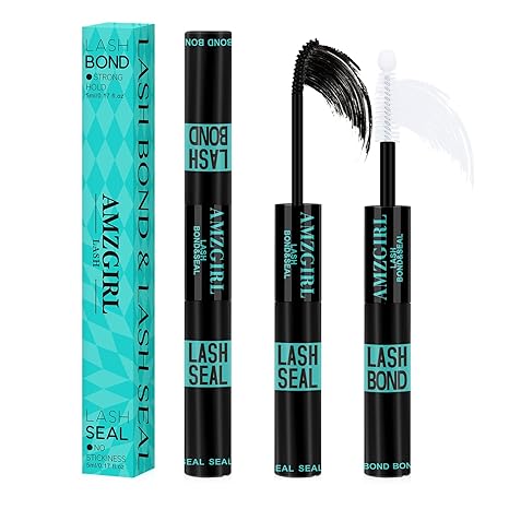 AMZGIRL Lash Bond and Seal Lash Glue for Eyelash Clusters Waterproof 10ml | 2 in 1 Bond and Seal, Black Lash Glue, Waterproof Adhesive, 72H Strong Hold, Long Lasting Wear, DIY Lash Extensions