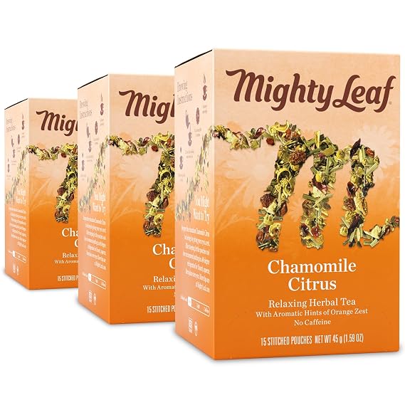 Mighty Leaf Chamomile Citrus Herbal Tea - (Packs of) - Caffeine-Free S - 45 Count Tea Pouches - Premium Herbal Tea with Rich Flavor - Individually Wrapped Tea Bags