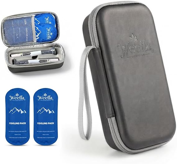 Insulated Travel Case for 2 Zepbound or Mounjaro Pens, Gray