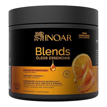 INOAR Blends Mask with Vitamin C & Argan Oil Moisturizing Hair Treatment for Dry Hair, Vegan & Cruelty-Free, 17.64 Fl Oz