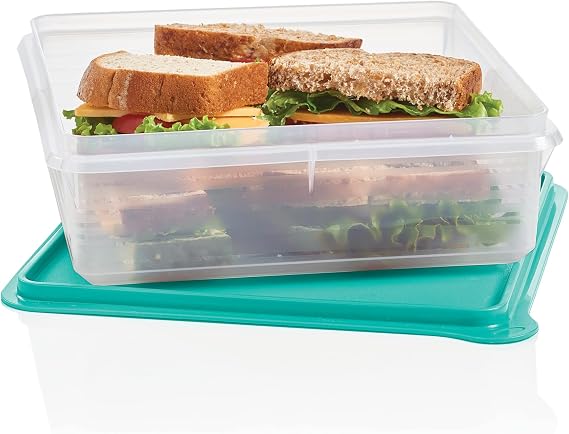 Tupperware Brand Snack-Stor Square Food Storage Container + Lid, 2.9L (1214 Cup) - Airtight, Dishwasher Safe & BPA Free