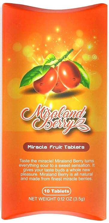MiralandBerry Miracle Fruit Tablets, Miracle Berry, 10 Count, Turns Sour Foods to Sweet