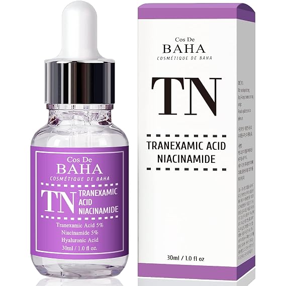 Cos De BAHA Tranexamic Acid 5% Serum 1 Fl Oz Niacinamide 5%, Hyaluronic Acid & Aloe for Dark Spots & Uneven Tone, Remover Melasma (30 ml)