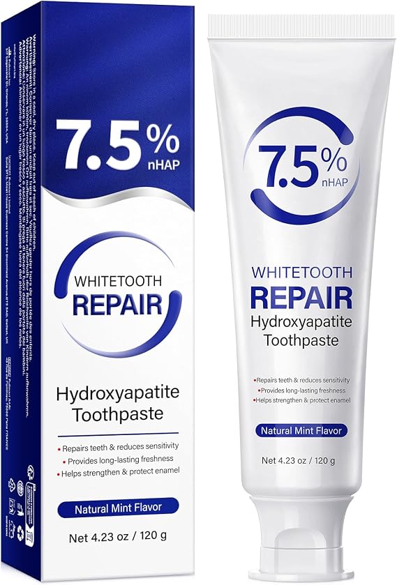 7.5 Nano Hydroxyapatite Toothpaste - Tooth Whitening & Repair & Enamel Strengthening | Hydroxyapatite Toothpaste with Nano Hydroxyapatite | Hydroxyapatite-Toothpaste Helps Strengthen & Protect Ename