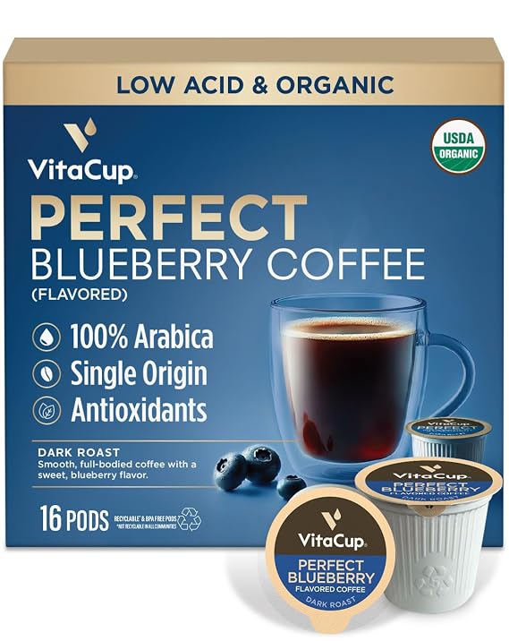 VitaCup Perfect Blueberry Medium Roast Coffee Pods, 16ct