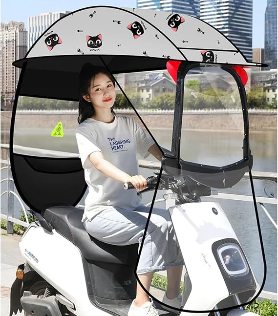 Electric Motorcycle Sunshade Cover - Transparent Canopy for Mobility Scooter Sun Rain Wind Protection Univer