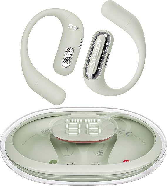 ACEFAST AceFit Pro Open-Ear Headphones, Night Safety Mode for Sports, Powerful Bass, 7.6g Ultra-Comfort, Bluetooth 5.4, 32H Playtime with Digital Display, IP54 Sports Earbuds for Running & Workouts