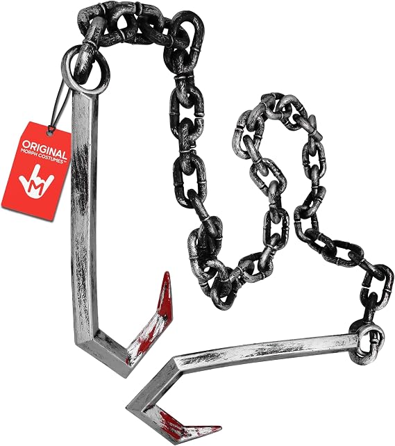 Nicky Bigs Novelties Fake Chain, Silver Plastic Chain, Chains Prop, Fake Hook, Butcher Costume Accessories, Hook Costume