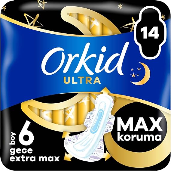 Orkid Ultra Hijyenik Ped Gece Ekstra Max (Boy 6) 14 Adet Ped