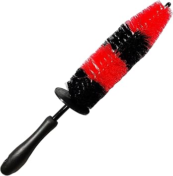 MaximalPower 18 Long Wheel Barrel Brush for Car Wheel Rim Detailing Brush - Car Brush Tire Detail Brush Soft Bristle Multipurpose for Exhaust Tips Motorcycles (Red Brush x1)