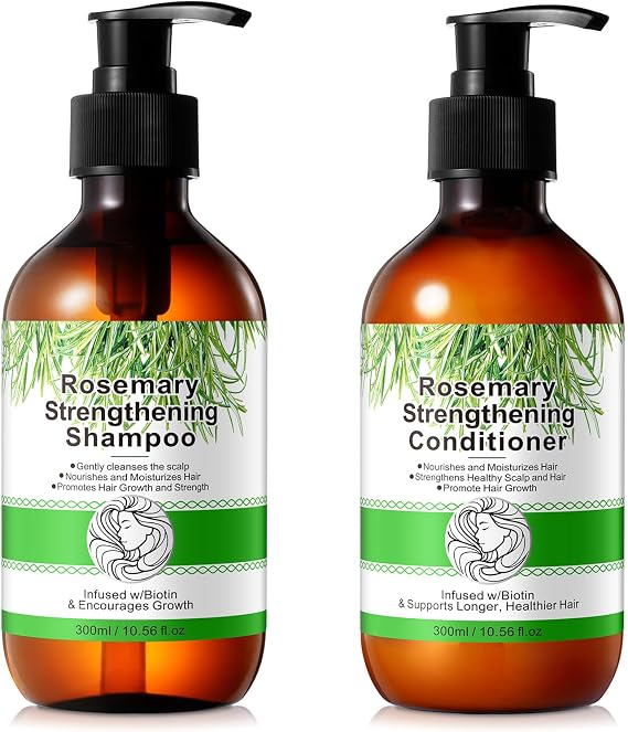 Rosemary Shampoo and Conditioner Set, Hair Growth Rosemary Shampoo and Conditioner Against Hair Loss, Nourishes Scalp, Biotin rosemary oil Hair Thickening Products for Women and Men, Sulfate Free