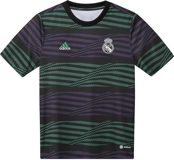 adidas Real Madrid 22/23 Youth PRE-Match Jersey (Black/Active Purple/Court Green,X-Large)