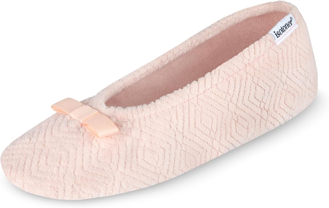 isotoner Women's Diamond Microterry Ballerina Slippers