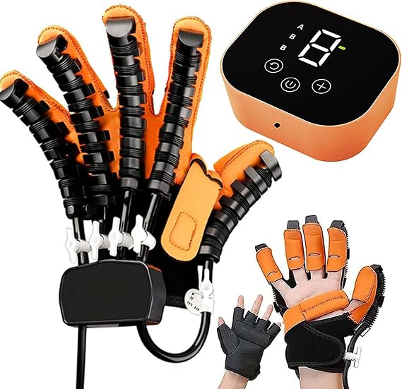 GAOXIAO Finger and Hand Function Rehabilitation Trainer Robotic Rehab Gloves, Rehabilitation Robot Glove for Stroke Hemiplegia Patients Recovery Equipment Robotic Hand Strength Trainer A Right Hand L