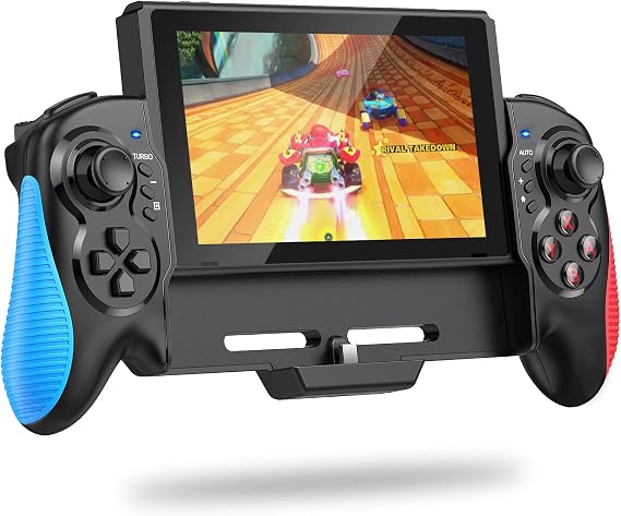 Handle Hand Switch Pro Controller with Large Handles/Turbo Function/Dual Motors Vibration/Precise Joystick Motion Control Plug and Play for Switch/OLED Console