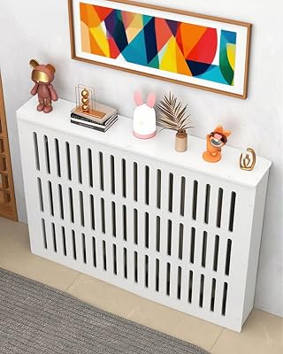 Aigoss White Radiator Covers for Home, Wall Heater Cover Steam Modern Living Room Heating Decorative Cabinet Shelf Household39.4 Lx35.4 Hx7.9 D