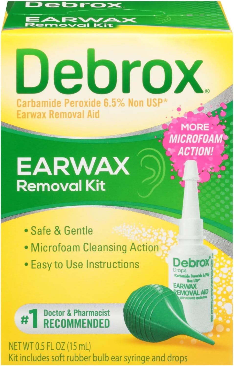 Debrox Earwax Removal Aid Kit, Washer & Drops, 0.5-Ounce Bottles Pack of 2 by Debrox
