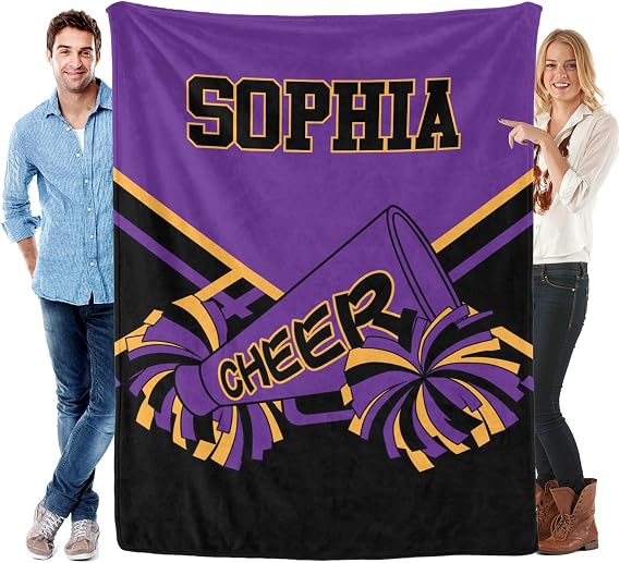 Cheerleader Purple Black Personalized Blankets Throw Bed Sofa Couch Blankets Traveling Camping Hiking Soft Cozy 50 x 60 Inch