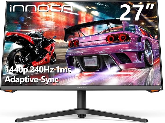 INNOCN 27G1S 27 Inch Gaming Monitor 240Hz 2560 x 1440P QHD G-Sync Compatible HDMI DisplayPort Ultra Thin Desktop Computer PC 1ms Gaming Monitor, 99% sRGB, Eye Care, VESA Mountable, Black