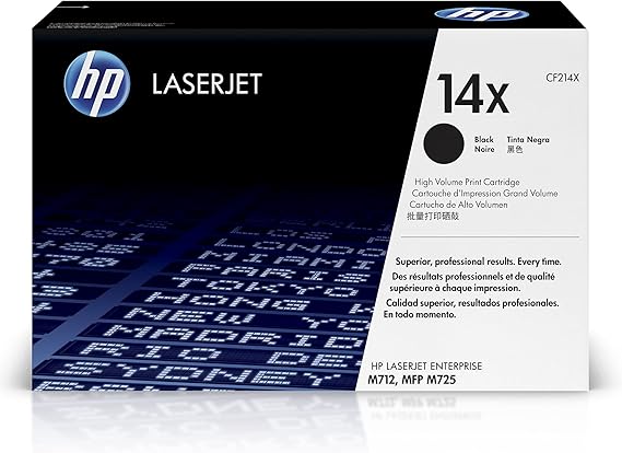 HP 14X Black High-Yield Toner Cartridge | Works LaserJet Enterprise M712 Series, LaserJet Enterprise MFP M725 Series | CF214X